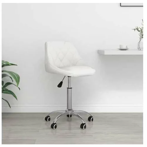  Vrtljiv pisarniški stol belo umetno usnje