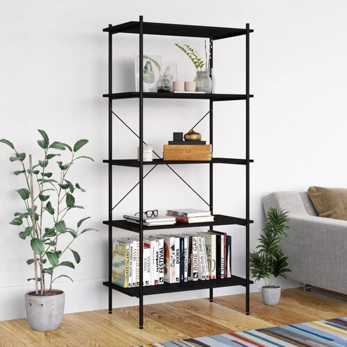 vidaXL 55-nadstropni regal s policami črn 80x40x163 cm Cene