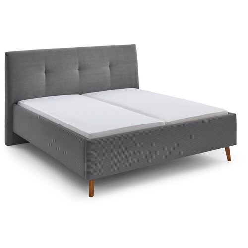 Meise Möbel Siva oblazinjena zakonska postelja s prostorom za shranjevanje z letvenim dnom 180x200 cm Madea – Cene