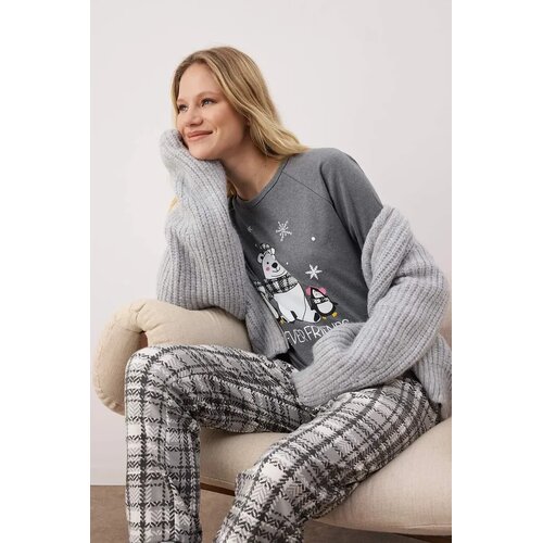 TRENDYOLMILLA Ženski set pidžame Thmaw22Pt0395, Sivi Cene
