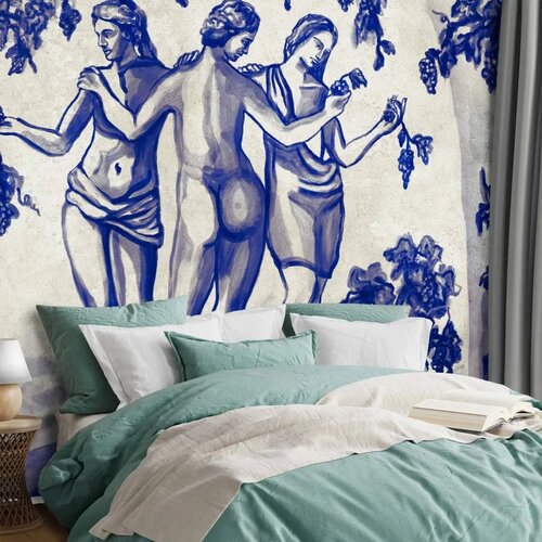  Foto tapeta - Ancient vineyard - three women in a portal painted with blue ink 350x256 Standard Slike