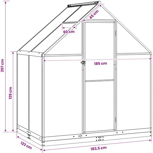  Vrtni staklenik s vratima Antracit 183,5 x 123 x 207 cm Slike