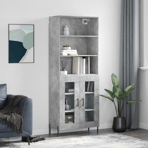 The Living Store Visoka komoda betonsko siva 69,5x34x180 cm inženirski les - Visoka Omara, (21435742) Slike