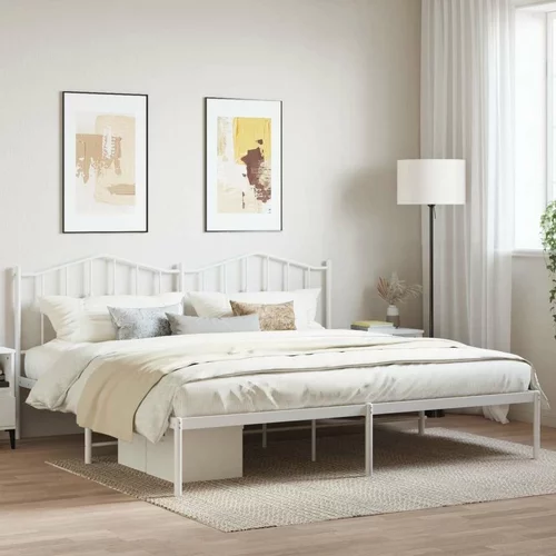 Metalni Kovinski posteljni okvir z vzglavjem bel 200x200 cm