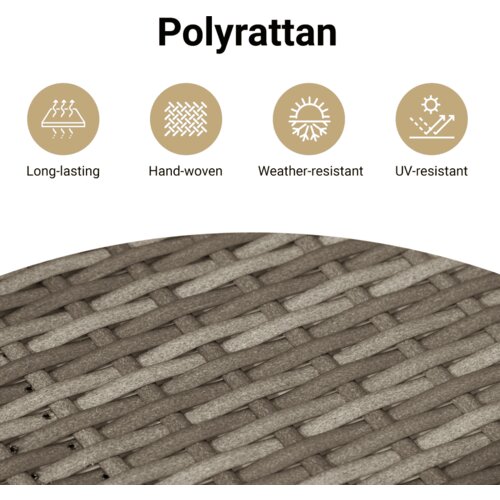  3-dijelni bistro set od poliratana s jastucima sivi - Siva 1 Slike
