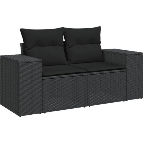  7-dijelni set vrtnih sofa od poliratana s jastucima crni Crna 83 x 62 x 69 cm Slike