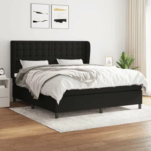  Krevet s oprugama i madracem crni 160x200 cm od tkanine