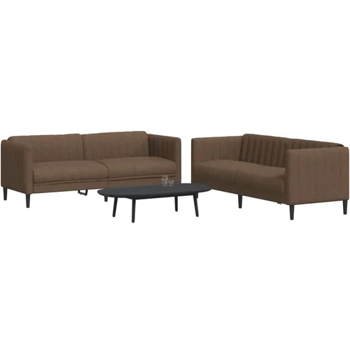  2-dijelni set sofa smeđi od tkanine