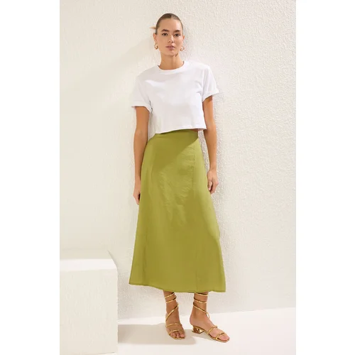 Trendyol Khaki Modal Fabric A-line Maxi Length Woven Skirt