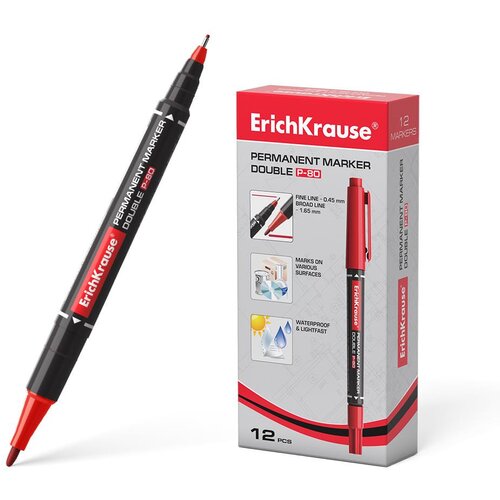 Erich Krause Dvostranski marker P-80, rdeč 12 KOS, (21221256) Cene