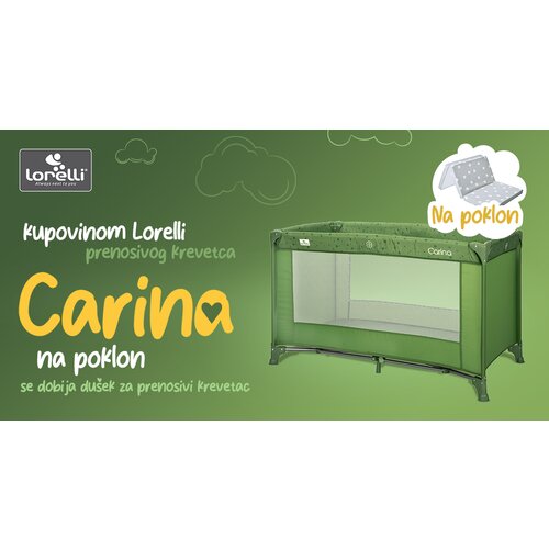 Lorelli Prenosivi krevetac za bebe Carina/ zelena i poklon dušek Cene