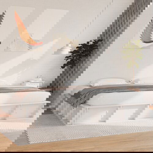 vidaXL Konstrukcija postelje Bela 180 x 200 cm Les in kovina Cene