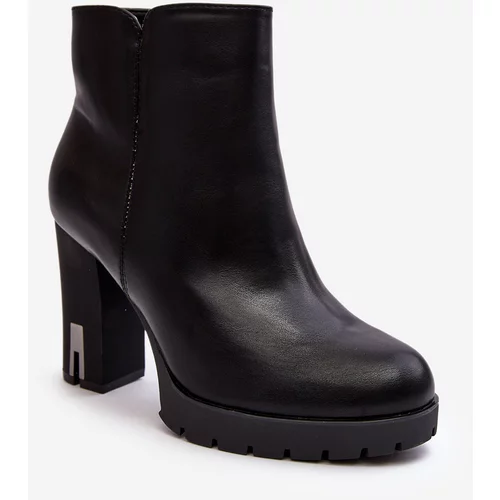 Kesi Women's high-heeled ankle boots with zipper, black rasode