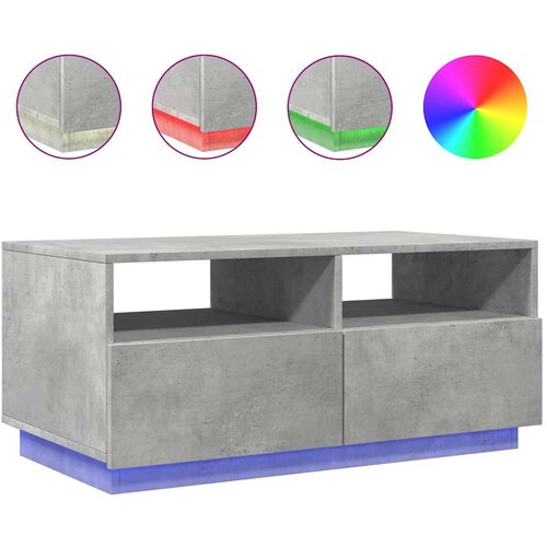 Maison Chic Klubska mizica - kavna mizica - Nizka mizica z LED lučkami betonsko siva 90x49x40 cm, (21752057) Slike