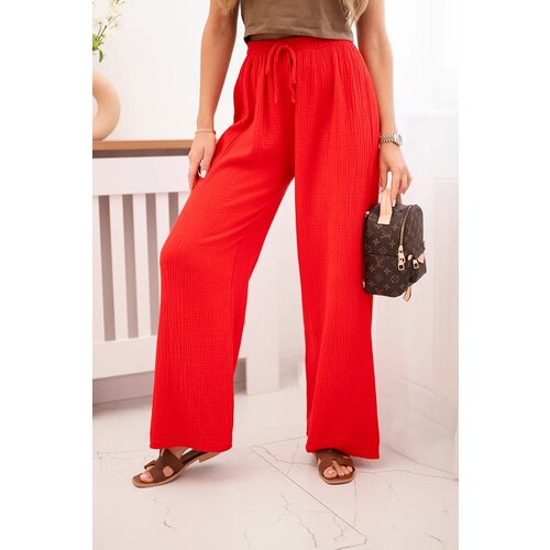 Kesi Włoski Muslin pants with a wide leg red Slike