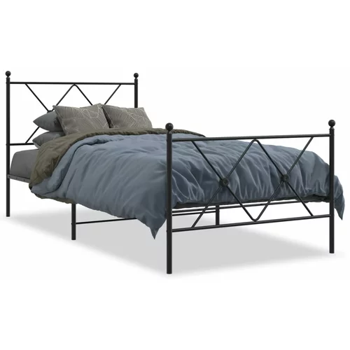 Metalni okvir kreveta uzglavlje i podnožje crni 90x190 cm