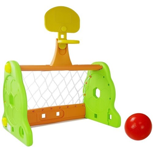 Lean_Toys Otroški košarkarski gol 2 v 1 zelene in oranžne barve Cene