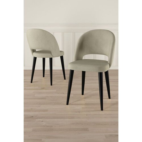Hanah home set trpezarijskih stolica Pane 6 kom, krem tkanina Babyface, crne metalne noge Cene