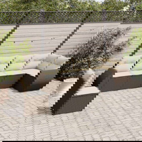  6-dijelni set vrtnih sofa od poliratana s jastucima smeđi Cene