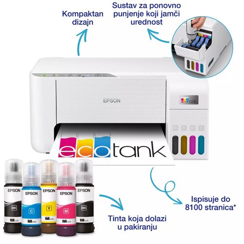 Epson EcoTank L3276 MFP barvni A4 tiskalnik, 5760x1440 dpi, 10 str/min, USB, Wi-Fi (C11CJ67436) Cene