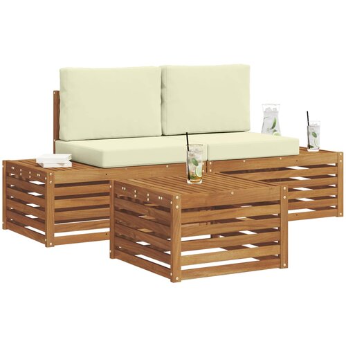  Set vanjskih sofa s jastukom Prirodna i krem 59 x 59 x 37 cm Slike