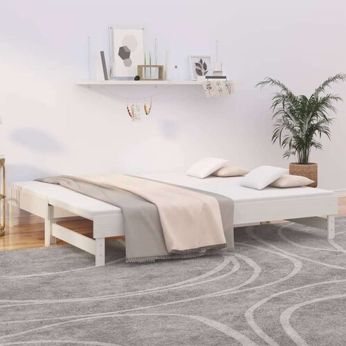  Dnevni ležaj na izvlačenje bijeli 2 x (100 x 200) cm borovina Slike