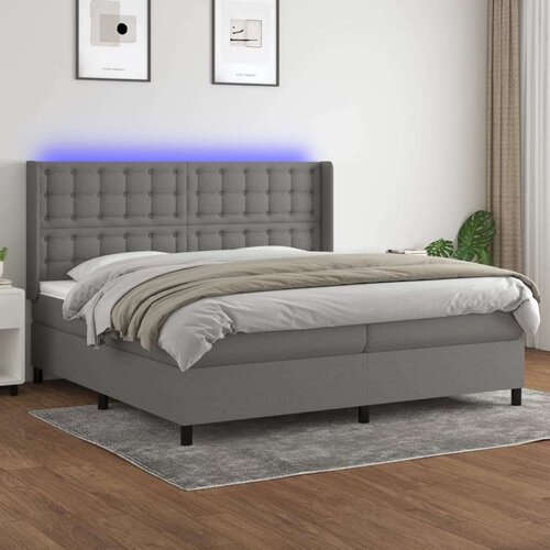  Box spring postelja z vzmetnico LED temno siva 200x200 cm blago, (20930316) Slike