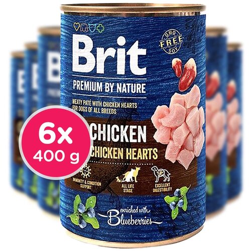 Brit pnd set mesnih pašteta sa pilećim srcima za srce, 400g, 6 komada Cene
