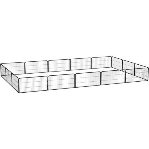  Pasja ograda s 16 paneli črna 100x50 cm pra&scaron;no barvano jeklo, (20799118) Cene