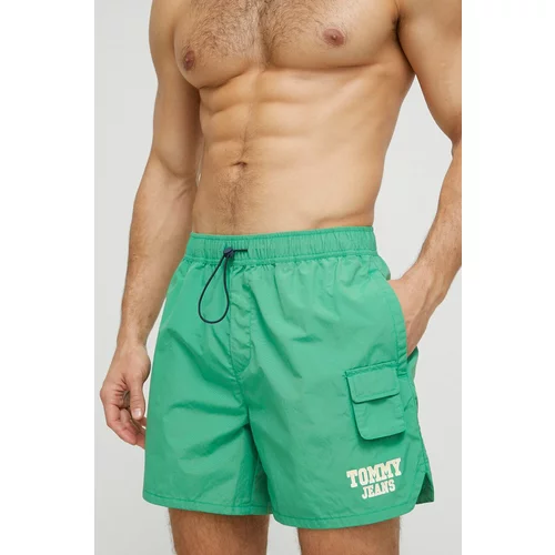 Tommy Jeans Kopalne kratke hlače zelena barva