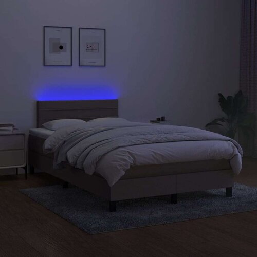  Krevet s oprugama i madracem LED smeđesivi 120x190cm od tkanine Slike