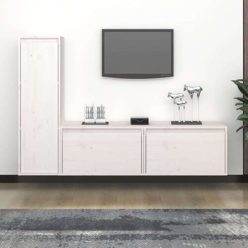 TV omarica 3 kosi bela trdna borovina, (20729993) Slike