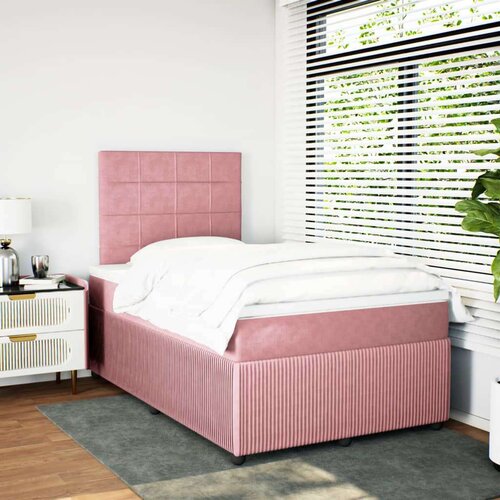 vidaXL Box spring postelja z vzmetnico roza 120x190 cm žamet, (21305276) Cene