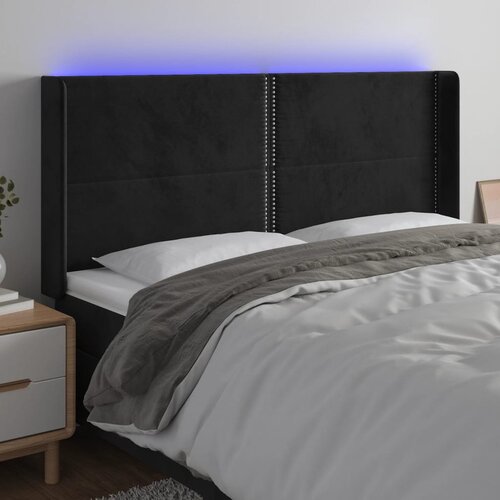 VidaXL LED uzglavlje crno 203 x 16 x 118/128 cm bar&amp;scaron;unasto Slike