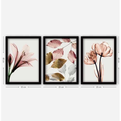  Tri slike cvijeća s okvirom 35x45 cm roze Cijene