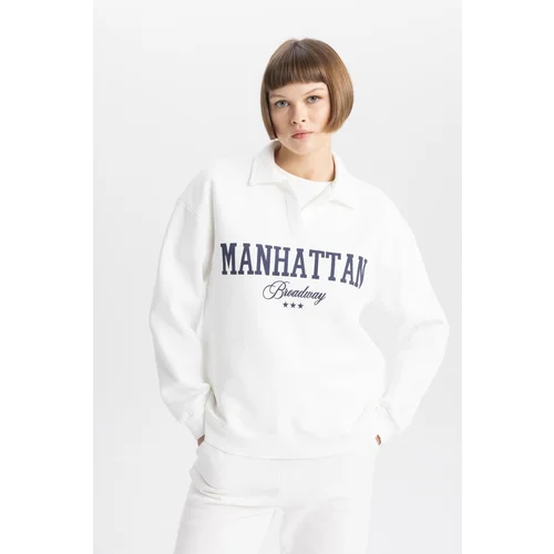 Defacto Relax Fit Polo Neck Thick Sweatshirt