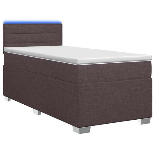 vidaXL Krevet s box springom  madracem i LED-om Tamno smeđa Tkanina - Tamno smeđa 90 x 190 cm Dizajn linija Cijene