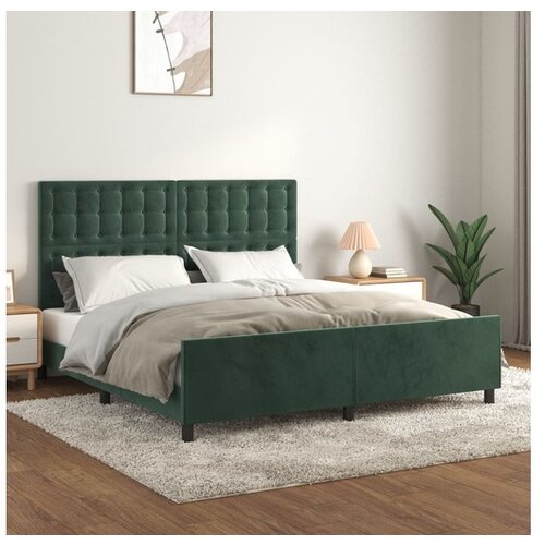 VidaXL Okvir za krevet s uzglavljem tamnozeleni 180x200 cm bar&amp;scaron;unasti Slike