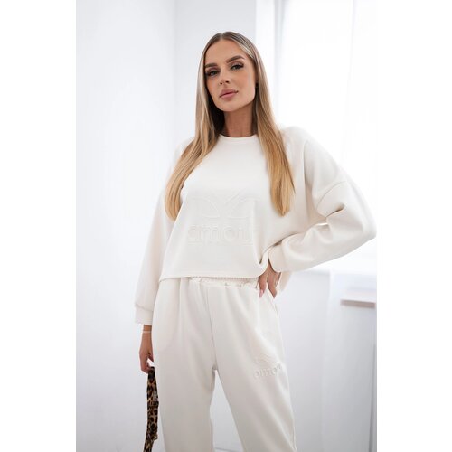 Kesi Włoski Viscose set Amour sweatshirt + pants dark beige Slike