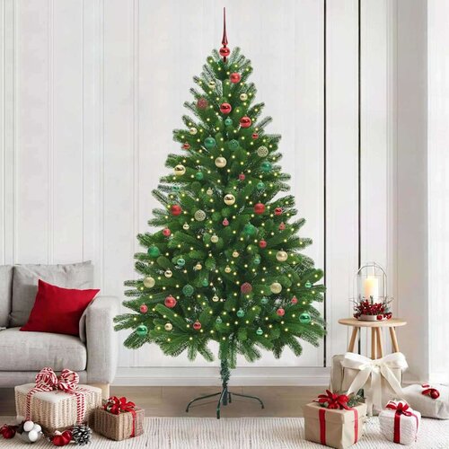 vidaXL Božično drevo med 300 LED z stojalom Zelena 210 cm PE Cene