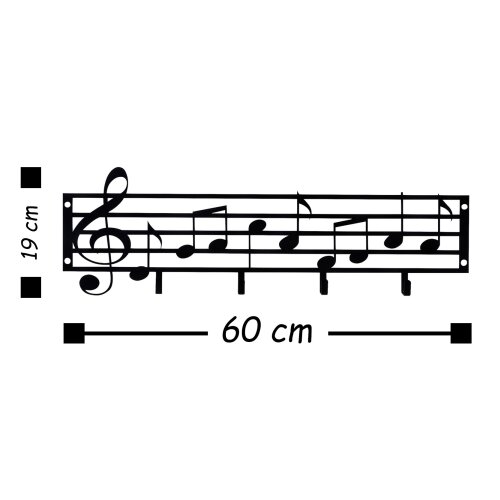 Wallxpert Čiviluk Muzičke note, crne Slike