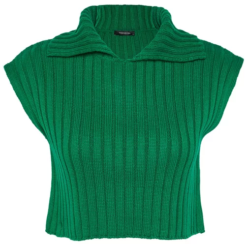 Trendyol Green Crop Polo Neck Knitwear Sweater