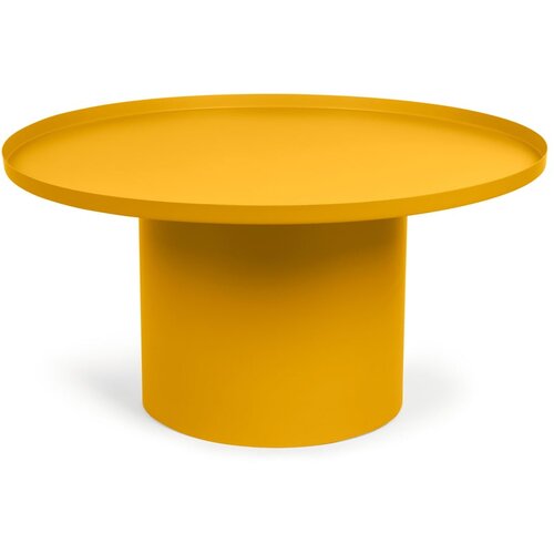 Kave Home Gorčično rumena kovinska okrogla mizica ø 72 cm Fleksa – Cene