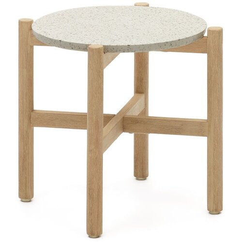 Kave Home Okrogla stranska mizica s terazzo mizno plo&amp;scaron;čo &amp;oslash; 54,5 cm Pola &amp;ndash; Slike