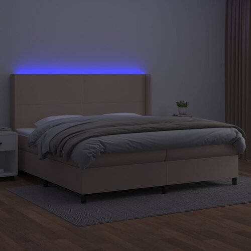  box spring madrac LED cappuccino 200x200cm umjetna koža Slike