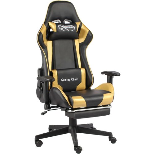 vidaXL Vrtljiv gaming stol z naslonjalom za noge zlat PVC Cene