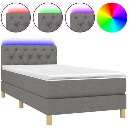 Maison Chic Box spring postelja - Vzmetna postelja z vzmetnico LED temno siva 80x200 cm blago SL8756, (21904605) Slike