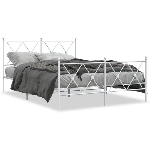 vidaXL metalni okvir kreveta uzglavlje i podnožje bijeli 137x190 cm Cijene