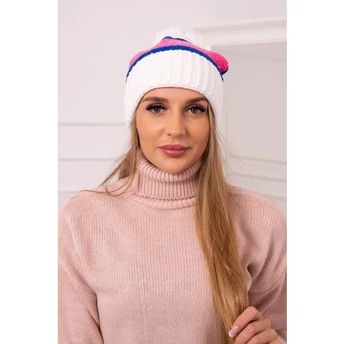  Women's cap Kinga K297 white + red + light pink