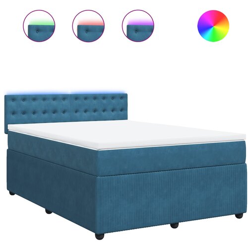 Maison Chic Box spring postelja - Vzmetna postelja z vzmetnico modra 140x190 cm žamet SL4702, (21887961) Cene